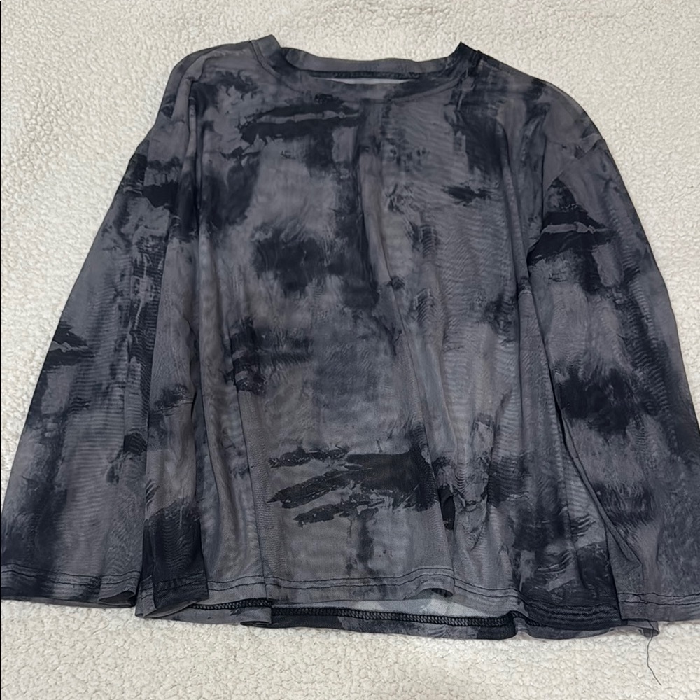 Sheer Black and Gray Long Sleeve Top
